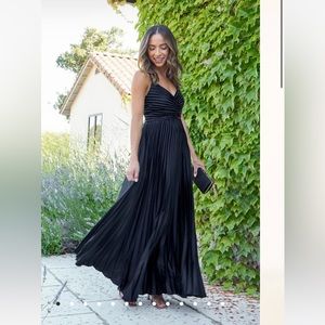 NAIRA PLEATED MAXI DRESS - BLACK (NWT)